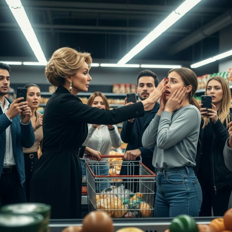 I was still holding my cheek when I heard a voice shout, “Mom, what did you just do?” The entire grocery store went silent. I turned around slowly—and my heart dropped. The woman who had just slapped me… was my fiancé’s mother. She stared at me, trembling, whispering, “I didn’t know it was you.” That’s when I realized: this wasn’t just an accident. This was a warning.