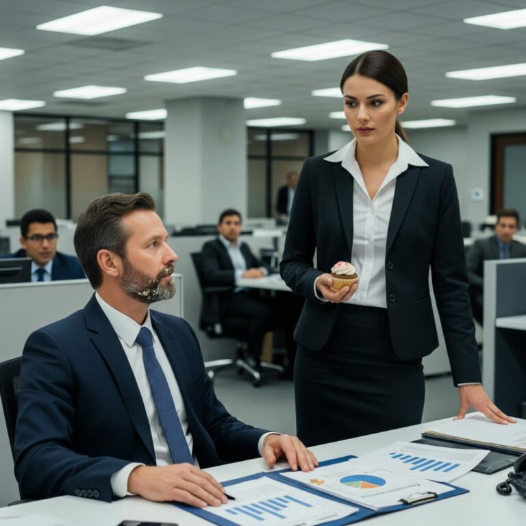 I walked into Mike’s office with a stale cupcake and a smile I didn’t feel. He laughed, crumbs on his lips, “Sit. Got something fun for you.” Fun? He waved at my quarterly numbers—61% of revenue brought in, only credited for 41%. My largest account handed to Chad. I stared at the red frosting and whispered, “I’m sure it’ll work itself out.” Inside, I was already sending the emails that would ruin them.