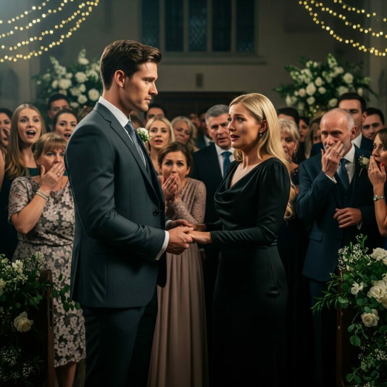 “I can’t believe I’m standing here… watching him marry someone else,” I whispered, my hands trembling. The crowd didn’t see me, they only saw the girl who “failed at love.” Then the doors slammed open. He walked in—my husband. “Did you really think I’d let you face this alone?” Every eye turned to us. My chest tightened. Suddenly, I realized: my life was about to rewrite itself in front of everyone.