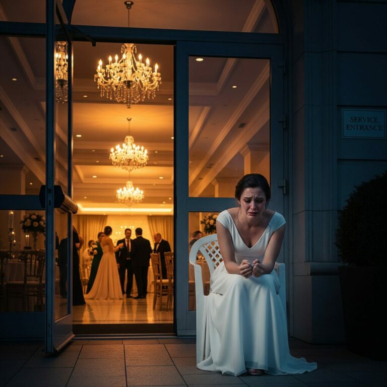 “They told me to wait outside.” Not politely. Not temporarily. My sister looked me in the eyes and said, “We have important guests. You don’t belong inside.” I sat on a plastic chair by the service door while her wedding music played. Then someone said, “Mr. Watson… you own this venue?” That’s when I realized—everything they believed about me was about to collapse.