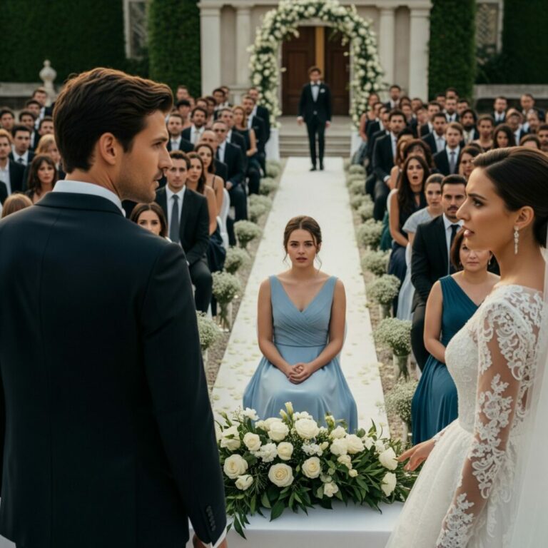 They laughed when I sat at the back table. “She’s obviously just a plus-one,” the bride whispered, not bothering to lower her voice. I smiled and stayed silent—until the groom froze at the altar, stared straight at me, and said into the microphone, “Laney… what are you doing here?” That’s when the room went quiet. Because nobody there knew who I really was. And the wedding was about to end.