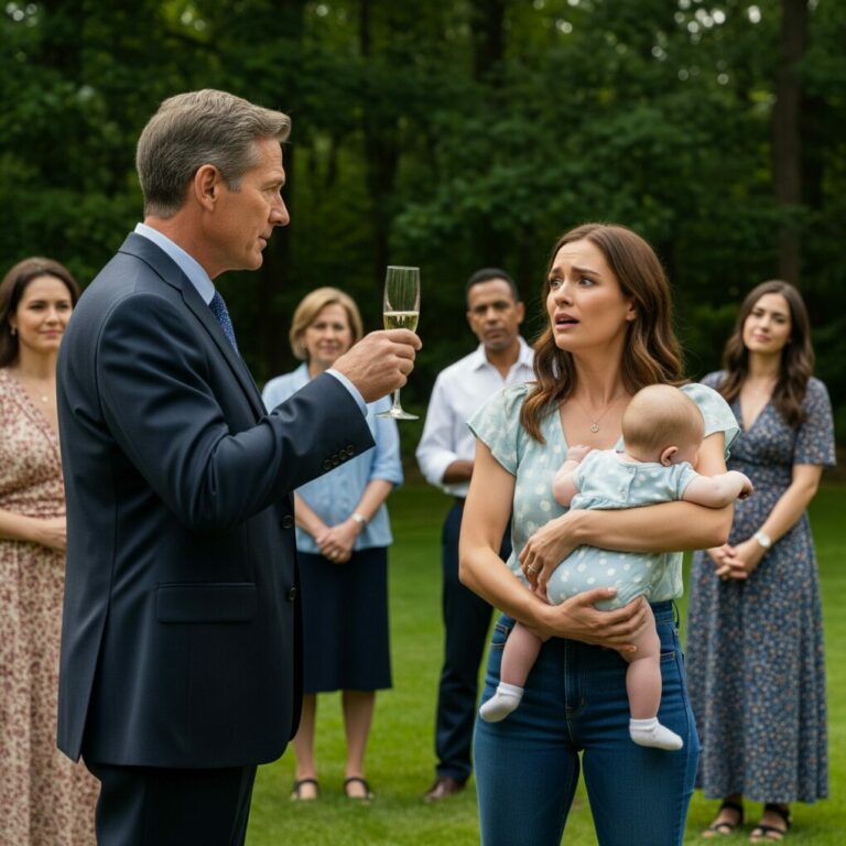 “My father raised his glass and smiled at me. ‘So, Olivia,’ he said loudly, ‘when will you finally make me a grandfather?’ I was holding my seven-month-old daughter. The silence hit like a bomb. My sister laughed. I didn’t. That was the moment I realized—this wasn’t favoritism anymore. This was erasure. And I was done staying quiet.”