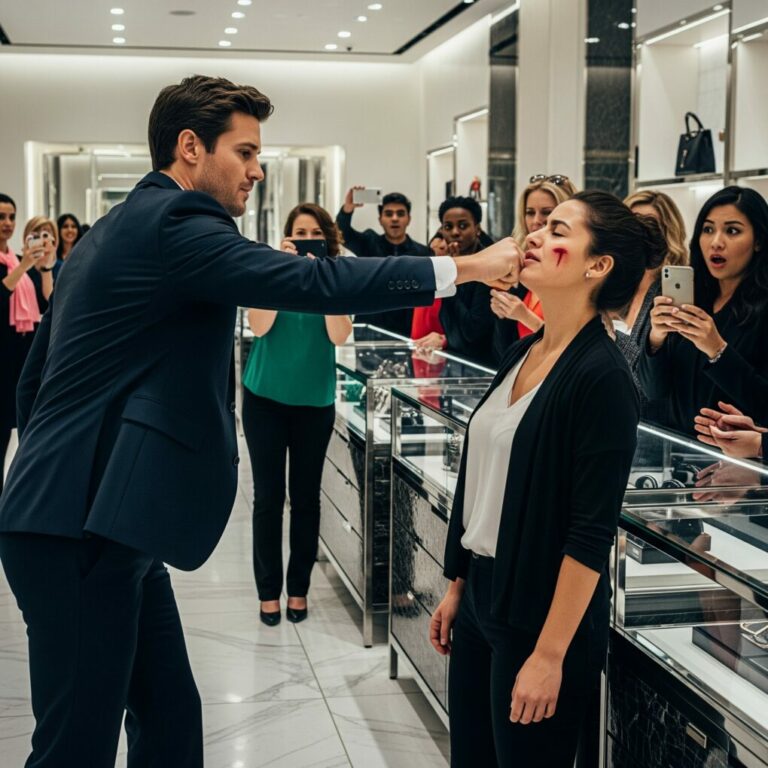 “He slapped me so hard the whole store went silent.” That was the moment I realized this wasn’t just humiliation—it was a public execution of my dignity. People laughed. Phones came out. “Know your place,” he sneered, dragging me toward the door. I stood up, looked him in the eyes, and said calmly, “You just destroyed your own life.” He laughed… not knowing who I really was.