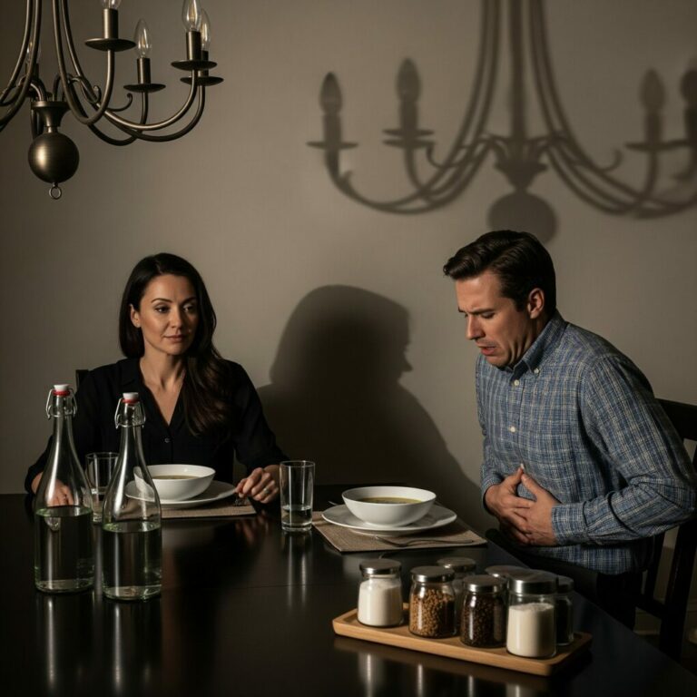 “Victoria, just one more spoonful,” Marcus said, smiling like nothing was wrong. But I saw the bottle in his hand, the poison meant for me. My heart froze. I swapped the bowls when he left for a call, and now… he’s convulsing on my marble floor. ‘What have you done?’ he gasped. My hands shake, but I know—I survived, and he didn’t. And Sophia… she’s next.”