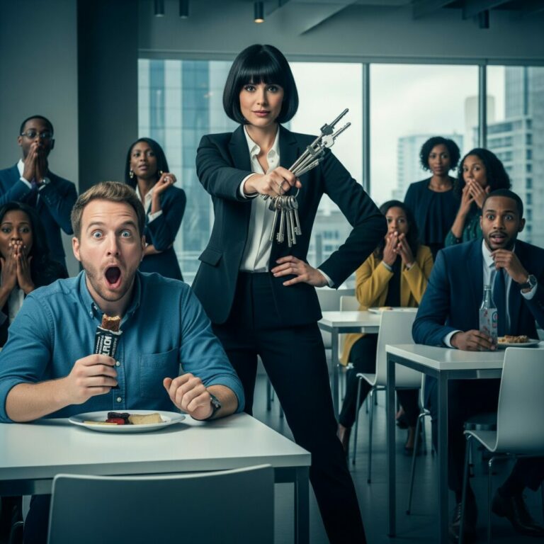 Spencer stood on the cafeteria table, pointing at me like he’d just discovered the world was his. “You’re out, Jessica!” he yelled, grinning. Coffee froze mid-air, forks hovered. I didn’t flinch. I held up my master keys, calm as a storm. “Good luck,” I said. And just like that, the boy king had no idea he’d just fired the backbone of the company. Systems would speak for me. And they were already whispering chaos.