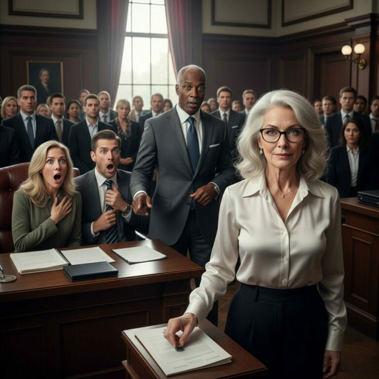 “My own daughter smirked as the bailiff called my name. ‘Give it up, Mom,’ she whispered, her eyes cold with greed, ‘A simple housewife doesn’t inherit millions without cheating.’ The courtroom erupted in laughter, but it died instantly when the Judge stood up, his face pale. ‘Professor Sterling?’ he stammered. ‘The woman who rewrote the nation’s legal code?’ I looked at my daughter’s crumbling face and smiled. They thought they were burying a victim, but they just walked into my masterpiece.”