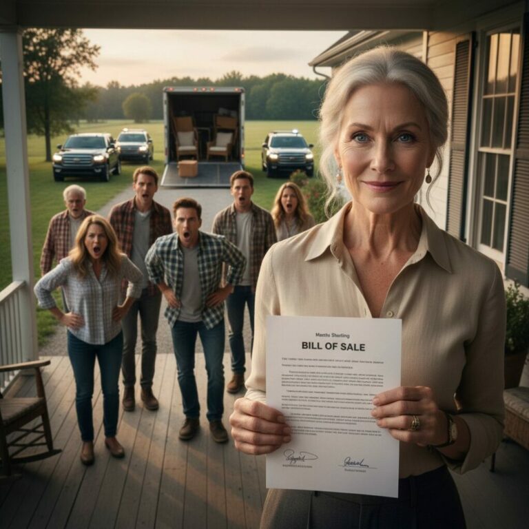 “I traded my career for the peace of this farm, but my son’s voice shattered it. ‘Move to the guest room, Mom. We’re moving in—all ten of us. If you don’t like it, pack your bags and go back to the city!’ He thought he could bully me in my own home. I didn’t argue. I just smiled and locked the gates. When they pulled up, the house wasn’t empty—it was something much worse.”