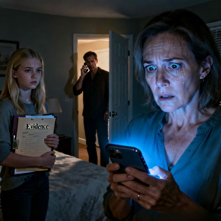 The blue light of her phone cut through the 3 a.m. darkness like a blade. I reached down to tuck her in, but a single notification frozen on the screen made me gasp. My own voice echoed in my head: ‘That’s impossible… I buried him ten years ago.’ My hands shook as I realized she wasn’t just sleeping; she was waiting. ‘Mom? You weren’t supposed to see that,’ she whispered behind me, her eyes wide and cold. What has my daughter been hiding in the shadows