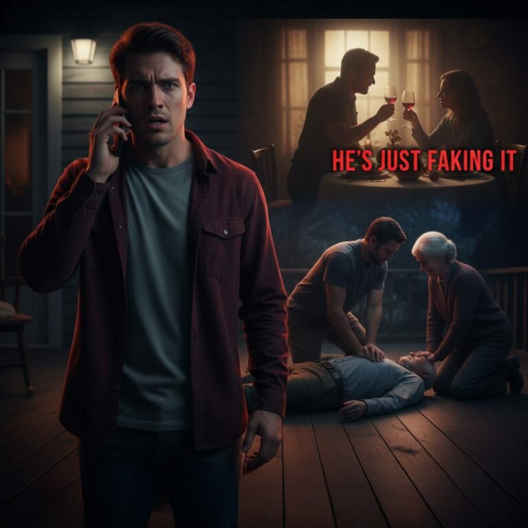 The “Heartless Betrayal” Hook “My father’s voice was like ice: ‘He’s just faking it to ruin my dinner.’ I looked at Grandpa, pale and lifeless on the porch as paramedics fought for his heart, then back at my phone in disbelief. That was the moment something in me snapped. If my dad and stepmother wanted to play God with our family, I was about to show them exactly what happens when you lose. ‘Enjoy your meal, Dad,’ I whispered, dialing my lawyer. ‘Because it’s the last thing you’ll ever own.'”