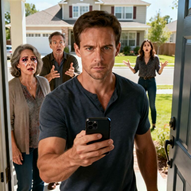 I smiled as I opened the door, pretending I hadn’t seen the footage. Mom sniffed, whispering, “We miss you.” Dad reached out, voice shaking on cue. Before they could continue, I said calmly, “You should rehearse again… the camera caught everything.” The color drained from their faces. Silence fell. And that’s when I realized—this wasn’t the first lie… just the first time they were caught.