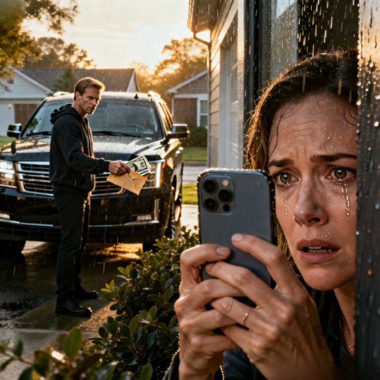 I thought I was just being kind to a starving stranger, but her grip on my wrist was like ice. ‘If you step inside your house tonight, you’ll never walk out again,’ she whispered, her eyes wide with terror. My heart stopped. What did this homeless woman know about my life? I stood frozen, clutching my keys, as she pointed toward the shadows of my own driveway