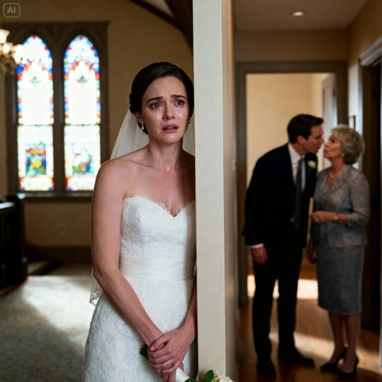 Una hora antes de la ceremonia, escuché por casualidad a mi prometido susurrarle a su madre: —No me importa ella, solo quiero su dinero.  Me limpié las lágrimas, caminé hasta el altar y, en lugar de decir “sí, acepto”, pronuncié unas palabras que hicieron que mi suegra se llevara la mano al pecho allí mismo, en medio del salón…