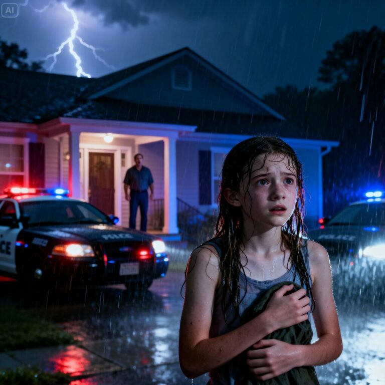 A los quince años, me echaron de casa en medio de una tormenta violenta por una mentira que contó mi hermana. Mi padre no dudó ni un segundo. Me gritó: “¡FUERA DE MI CASA! ¡NO NECESITO UNA HIJA ENFERMA!” No supliqué. No lloré. Simplemente caminé bajo la lluvia. Tres horas después, los coches de policía rodearon nuestra calle. Y cuando mi padre escuchó el motivo por el que estaban allí, su rostro se volvió completamente blanco.