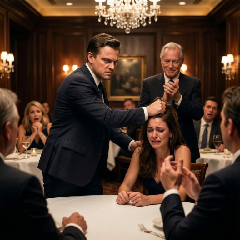 En una cena elegante, mi yerno le tiró bruscamente del cabello a mi hija porque había pedido el vino “equivocado”. Su padre aplaudió y dijo con desprecio: «Necesita aprender cuál es su lugar». Mi hija lloró en silencio, demasiado asustada para moverse. Yo me levanté de la mesa; años de intentar mantener la paz se hicieron añicos en ese instante. No grité. En lugar de eso, hice algo que dejó a todo el restaurante en silencio y acabó con su control para siempre…