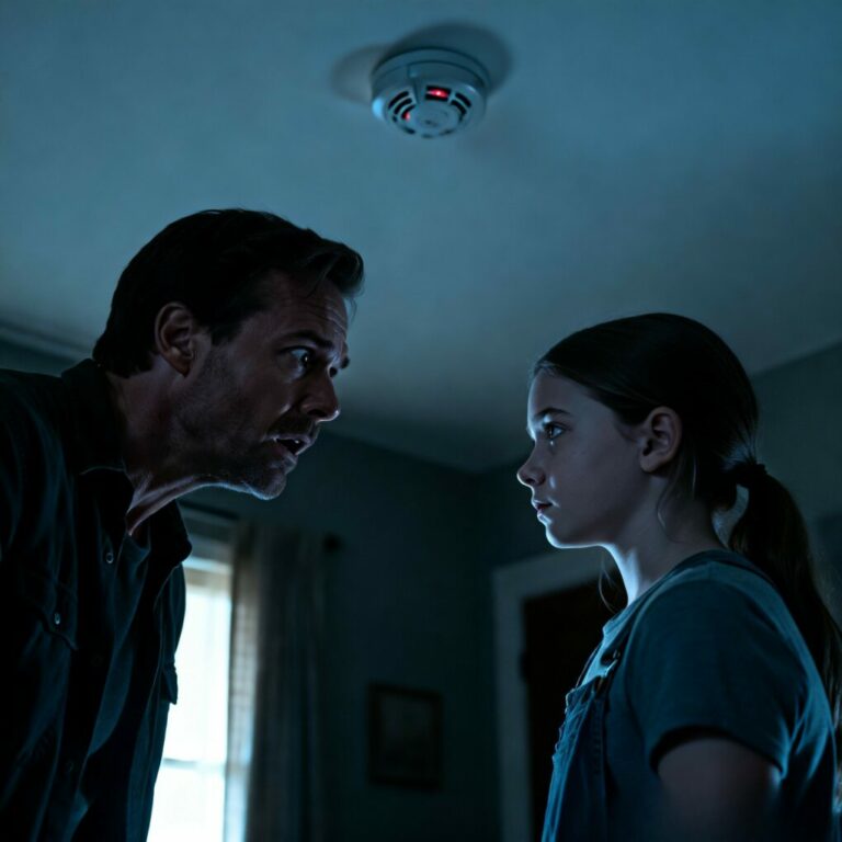 “I stood on the chair, heart hammering against my ribs. I wasn’t looking at a battery; I was staring into a tiny, glass lens hidden inside the smoke detector. ‘They’re watching me,’ I whispered, my skin crawling. I didn’t rip it out. I played along. Three days of deafening silence passed until my daughter leaned in, smiling coldly: ‘Dad, why were you crying in your sleep last night?’ I never told a soul. How did she see me?”