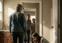 “Mom, come get me, please…” The call cut off, and my blood went cold. I didn’t call the police—I called my unit. Her mother-in-law blocked the doorway, smirking. “She’s married. Family matter.” I met her gaze, forged in war. “Not anymore.” One kick shattered the door. When I saw my daughter scrubbing blood from the tiles, I knew this wasn’t marriage—it was torture. They thought I was just an old woman. They were wrong.