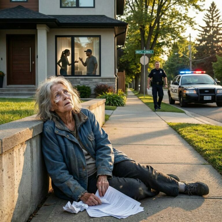I never imagined the day my own daughter would drag me by the hair and throw me out like trash. I came on a quiet Sunday to drop off papers, believing I was still her mother. Instead, my son-in-law’s fist sent me to the floor while neighbors watched in silence. “Leave,” my daughter hissed in my ear, her voice colder than a stranger’s. “It’s three million. You’re not getting a cent.” As the door slammed behind me and blood filled my mouth, they thought fear would keep me quiet. They didn’t notice the woman across the street dialing 911. And they had no idea what the police were about to uncover once they asked the one question no parent ever expects to hear.