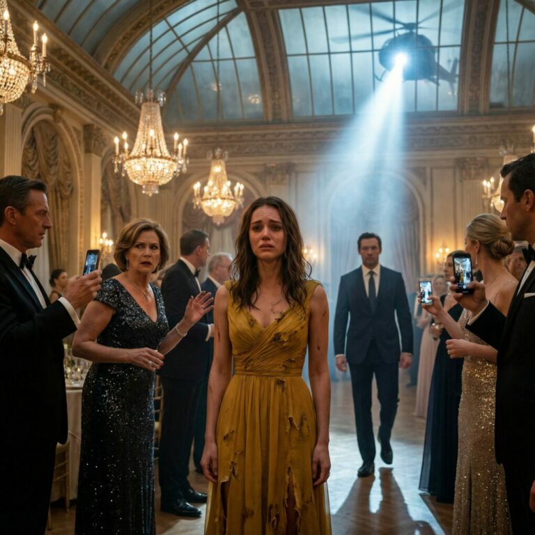 Nunca le dije a la familia multimillonaria de mi novio que yo era la única hija del magnate tecnológico que era dueño de su empresa. Para ellos, solo era una chica con un vestido amarillo de cuarenta dólares. En su exclusiva gala, su madre me abofeteó y se burló diciendo: «La basura como tú debería saber cuál es su lugar», mientras su hermana rasgaba mi vestido y se reía: «Ni siquiera vale la tela». Doscientos invitados grabaron mi humillación con sus teléfonos, mientras mi novio se quedaba paralizado sin decir una palabra. Entonces, el techo empezó a temblar. Un helicóptero aterrizó en la azotea… y la única persona que jamás habrían esperado ver cruzó las puertas, haciendo que todo el salón quedara en absoluto silencio.
