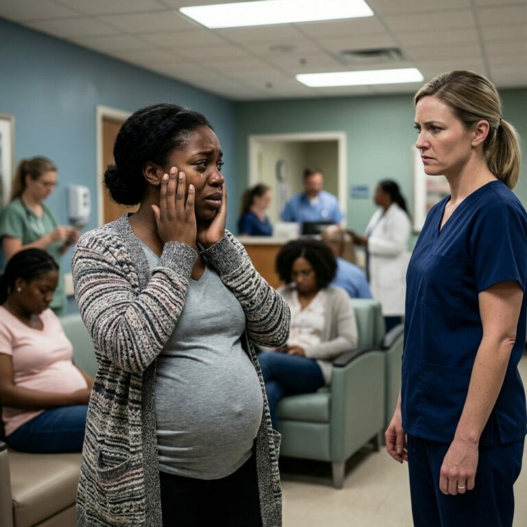 Her words cut deeper than the slap. “Black women like you don’t belong here,” the nurse sneered as her hand struck my face. I wrapped my arms around my pregnant belly. “I did nothing wrong.” She smirked, dialing the phone. “Get the police. These people never learn.” I felt small, hunted. Then, fifteen minutes later, my husband walked in—and racism met its reckoning.