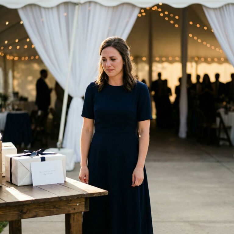 When I arrived my sister’s wedding and said my name, staff looked confused: ‘Your name is not here.’ I called sister to ask, she sneered: ‘You really think you’d be invited?’ So I left quietly, placed a gift on the table. Hours later, what she saw inside made her call me nonstop, but I never answered…