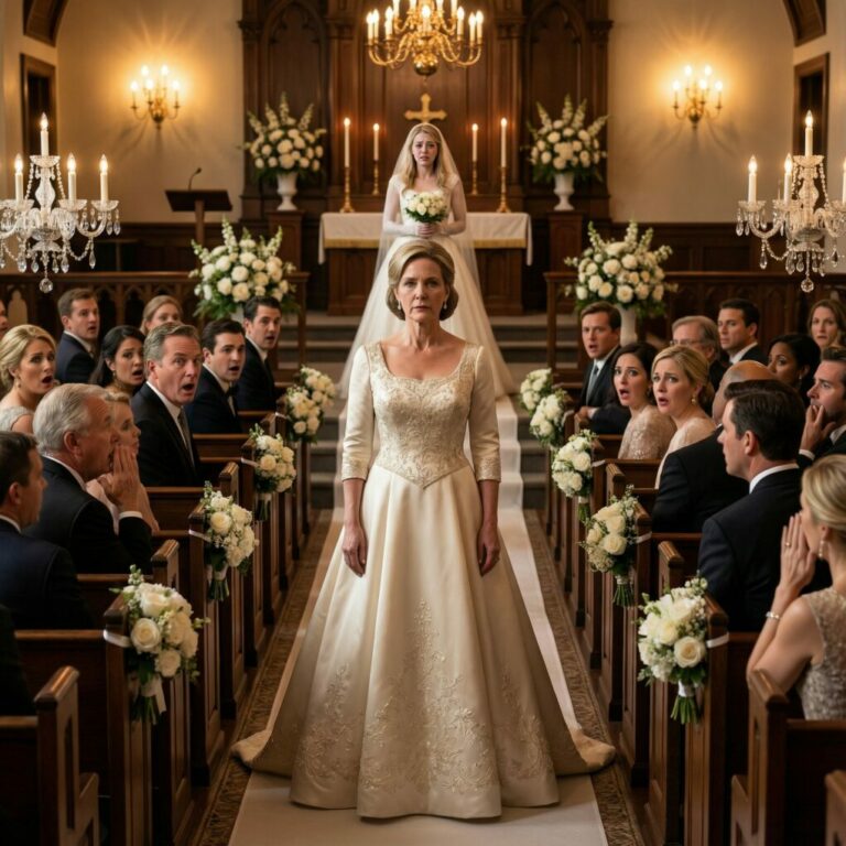 I stayed up all night for six months sewing my daughter’s wedding dress. When I gave it to her, she said, ‘It’s a dress for the poor!’ and threw it straight into the trash. I was silent. But on the wedding day, when I walked into the hall, she almost fainted when she saw it…
