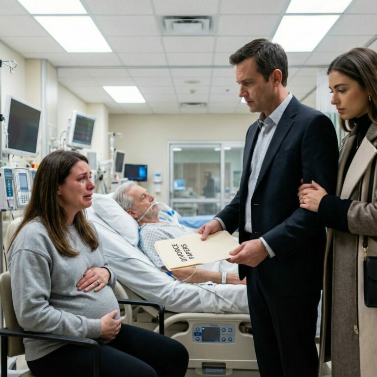 I thought losing my father was the deepest pain I would ever know—until the day my husband looked at my swollen belly and said, “Your father is gone. You’re useless to me now.” At the funeral, his mistress stood beside him, smiling. I clutched my stomach, whispering, “Dad… you promised to protect us.” What none of them knew… was that my father’s last secret would change everything.