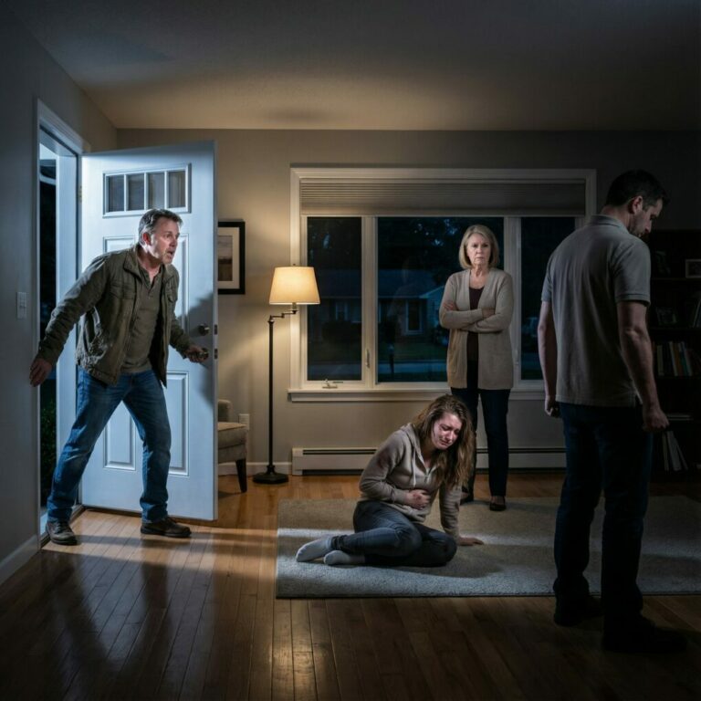 My daughter called me crying, “Dad, please come get me.” When I arrived at her in-laws’ house, her mother-in-law blocked the door and said, “She’s not leaving.” I pushed past her—and the moment I saw my daughter on the floor, I realized this wasn’t “family drama.” It was something they’d been hiding on purpose.