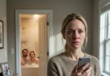 I came home at noon. The bathroom door was slightly open… and I heard familiar laughter. As I walked closer, I saw my fiancé sitting in the bathtub with my own sister. I didn’t scream. I simply locked the door, took out my phone, and called her husband: “Come over right now.