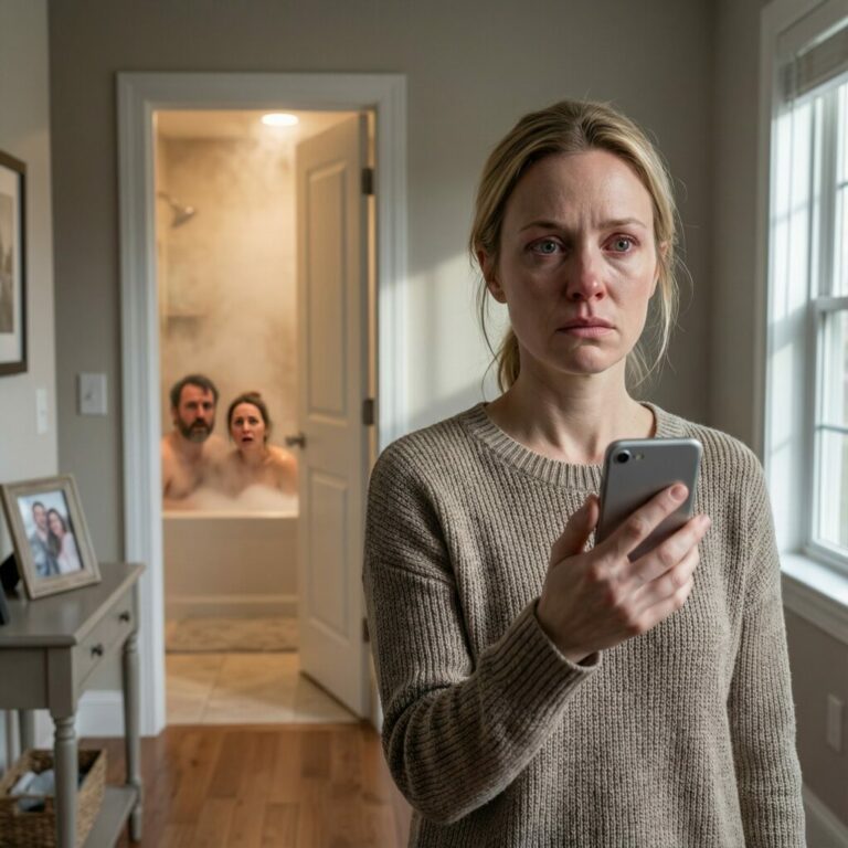 I came home at noon. The bathroom door was slightly open… and I heard familiar laughter. As I walked closer, I saw my fiancé sitting in the bathtub with my own sister. I didn’t scream. I simply locked the door, took out my phone, and called her husband: “Come over right now.