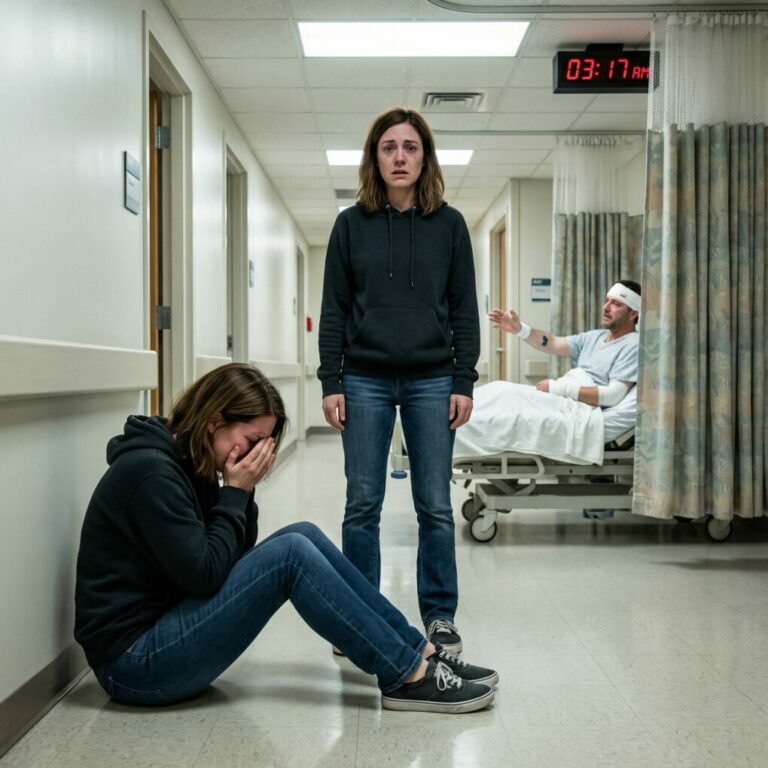 A las tres de la madrugada, un agente de policía me llamó y dijo: —Su esposo está en el hospital. Lo encontramos con una mujer.  Cuando llegué, el médico me tomó del brazo y me advirtió con voz seria: —Señora, lo que está a punto de ver puede ser muy impactante.  Corrió la cortina… y en el mismo instante en que mis ojos se posaron en lo que había detrás, mis piernas cedieron y caí de rodillas al suelo.