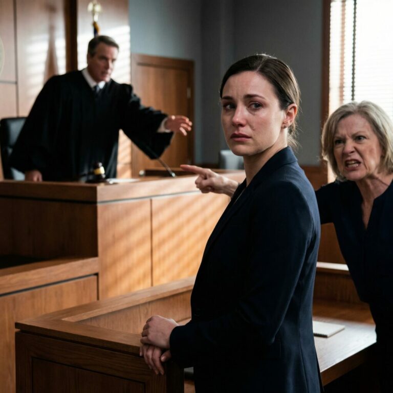 «Ella nunca sirvió. Robó nuestro apellido. Se lo inventó todo», siseó mi madre en el tribunal, con una voz tan afilada que parecía cortar la piel. Yo no me estremecí. No lloré. Simplemente miré al juez. El corazón me latía con fuerza cuando ella se levantó despacio, se acomodó las gafas y dijo: «Hay algo que este tribunal aún no ha escuchado». En ese momento supe que todo estaba a punto de cambiar.