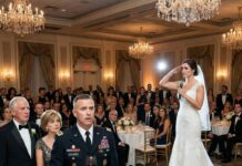 Seventeen years after my father kicked me out for enlisting, I saw him at my brother’s wedding. He blocked my path, sneering, “If it weren’t for pity, no one would have invited a disgrace like you.”My aunt shoved me out of the family photo, laughing, “Step aside! We only want the successful people in the shot.” I quietly stepped back, sipping my wine. Then the bride took the mic, looked directly at me, and snapped a sharp salute. “Please raise your glasses to the man who paid for this wedding… Major General Davis.”
