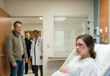 His mother’s insults were still echoing in my head when he stormed in, eyes blazing. “You dare disrespect my mother?!” he roared, and his hand smashed across my face, sending my six-month-pregnant body to the floor. Sirens. White lights. Blood-cold fear. In the hospital, the door flew open—my father froze, stared at my bruises, and whispered, “Tell me everything.” That’s when the truth finally began to come out.