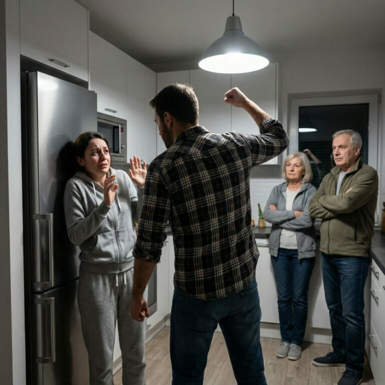 My husband slammed me into the refrigerator, his knee crashing into my face until I heard the crack. Blood poured down my lips as I reached for my phone, but my mother-in-law ripped it away. “Stop overreacting,” she sneered. “It’s just a scratch.” “Drama queen,” my father-in-law muttered. They thought they’d silenced me. What they didn’t know was: in that moment, I wasn’t breaking—I was planning their end.