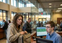 I stood on the sidewalk with just $43 in my pocket when my husband slammed the door behind me. “Don’t ever come back,” he sneered. Desperate, I dug through my old belongings and found my late father’s dusty bank card. At the bank, the teller froze, whispering, “Ma’am… are you aware of this balance?” His face went pale. And in that second, my ruined life took a terrifying turn…