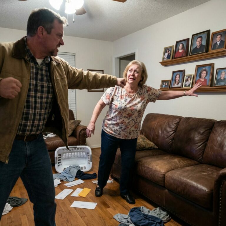 The first time my son hit me, it wasn’t in an alley or a bar—it was in my own Texas living room, under the family photos his father hung. “You hid the deed, didn’t you?” he screamed, his fist crashing into my face. Weeks later, in a cold hospital room, my lawyer pressed play on our home security footage—then unfolded the will that would shatter my son’s entire world.