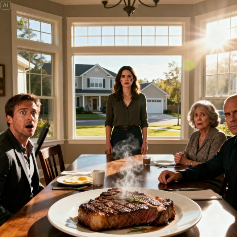 Mi esposo me golpeó cuando descubrí que me estaba engañando. A la mañana siguiente, al despertarse con el olor de su carne favorita, dijo con sarcasmo: “Así que ya sabes que estabas equivocada, ¿eh?”. Pero cuando vio quién estaba sentado a la mesa, gritó aterrorizado.