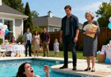 I’ll never forget my baby shower. Eight months pregnant, I watched my husband hand my entire $23,000 delivery fund to his mother—right in front of everyone. When I tried to stop him, he shouted, his family backed him, and in the chaos I lost my footing and fell into the pool. As I struggled to stay afloat, I looked down at my belly… and everything went cold.