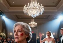 At my son’s wedding, my daughter-in-law demanded my apartment keys in front of 130 guests. When I refused, she slapped me so hard. I left and made a phone call. 30 minutes later, a man appeared at the door of the hall, and when they saw who it was, they began to cry…