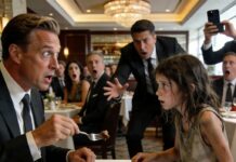 I was halfway through my steak when a tiny voice trembled beside my table. “Sir… may I have your leftovers?” I looked up and saw a homeless little girl, knees bruised, eyes too old for her face. My assistant hissed, “Security,” but she blurted, “Please—my brother hasn’t eaten in two days.” I froze. “Where is he?” She pointed toward the alley… and what I found there changed everything.