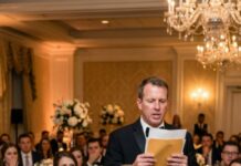 At my daughter’s wedding, she lifted her glass and smiled. “My chosen family are the ones who make me happy.” Applause thundered—until her eyes locked on mine. “You can leave.” My breath froze. I pushed back my chair, ready to walk away, when the groom suddenly stood. “No… you’re not going anywhere,” he said, voice shaking. And what he did next silenced the entire room.