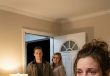 Three months postpartum, I was still bleeding when the front door clicked open. My husband didn’t even look guilty. He just said, calm as weather, “She’s moving in. I want a divorce.” Behind him, her smile bloomed—soft, smug, permanent—like my home was already hers. Something inside me went quiet. I picked up the pen and signed. Then I looked up and whispered, “Congratulations.” Months later, they saw me again. His face went paper-white. I tilted my head, smiled, and asked, “Miss me?”