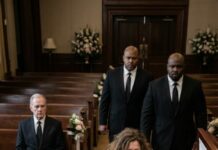 Everyone collapsed in tears, but I stood frozen as the casket lid sealed shut. Then a homeless woman shrieked through the crowd, “DON’T BURY HIM—HE’S NOT DEAD!” Before the guards could drag her away, she lunged forward, pressed her ear to the wood, and hissed, “I can hear it… he’s breathing.” My throat tightened—because I knew the secret no one in our family was allowed to know. And when the lid finally snapped open… I realized the one who needed saving wasn’t only him.