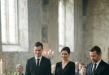 I stood by my father’s coffin with one hand on my swollen belly, the other strangling a scream. “Don’t make a scene,” my husband hissed, while his mistress smiled—too bright, too cruel. “He’s finally gone,” she whispered, loud enough for me to hear. My blood turned to ice. I knew then: he hadn’t just betrayed me—he’d planned my father’s death. Then the lawyer cleared his throat. “According to the will…” My husband froze. And I realized Dad had one last move.