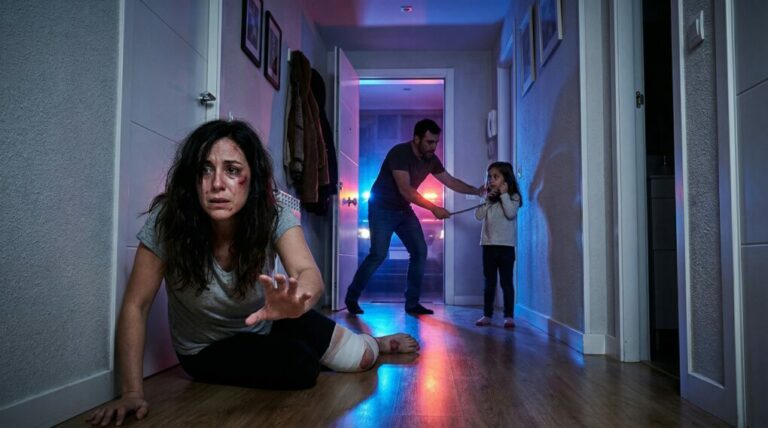 Cuando mi esposo me arrastró del cabello y sentí el crujido de mi pierna, supe que no saldría viva sola. Con los labios temblando, miré a mi hija y susurré: “Ahora.” Ella marcó el número secreto. Escuché su voz romper el silencio: “Abuelo, mamá se va a morir.” Entonces entendí algo aterrador: el miedo también puede salvar vidas… y esta historia aún no termina.