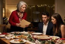 No colgó. Y yo escuché a mi hijo susurrarle a su esposa: “Para Navidad, la metemos en un asilo”. Me quedé helada… luego sonreí. “¿Crees que no oigo nada?”, murmuré, con el pulso firme. Marqué un número: “Licenciado, es hora”. Al amanecer, todo estaba firmado, sellado… y él aún dormía. Cuando abrió los ojos, yo ya tenía la primera jugada. Y esto… apenas empezaba.