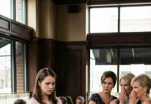 “I’m already hurt… please don’t kick me.” My voice shook as laughter echoed above me. My dress was torn. My hands were bleeding. Then the room went silent. Heavy footsteps stopped beside me. “Who did this?” a man asked calmly. When I looked up and saw my husband’s face, I realized something terrifying— The people who humiliated me had no idea who he really was.