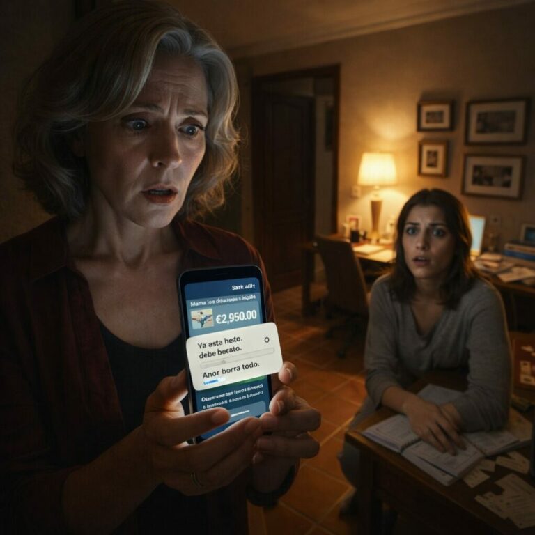 Me levanté a las 3 a.m. por un vaso de agua y la encontré dormida sobre el escritorio, con el móvil encendido. Iba a cargarla como cuando era pequeña, pero la pantalla me congeló la sangre: un chat decía: “Mamá no debe saberlo”. Susurré: “¿Qué es esto…?” Entonces el teléfono vibró otra vez: “Ya está hecho. Ahora borra todo”. Sentí que el corazón se me paraba… y ella abrió los ojos.