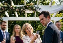 At the wedding ceremony of me and my husband, my mother-in-law suddenly stood up and hissed, “The baby in your belly isn’t my son’s child—you’re pregnant with another man’s baby!” She presented a video as evidence like a weapon, and the whole room seemed to explode. My fiancé’s face was cold as ice. “My love, I don’t deserve to be betrayed,” he whispered—then walked away, leaving me trembling in my wedding dress. Years later, fate brought us together again… and one sentence from my son made my husband go pale.