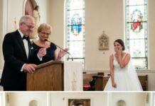 The aisle was packed—500 faces, one spotlight, and my father standing quietly in his worn suit. Then my future in-laws sneered into the mic, “That’s not a father… that’s trash.” Laughter erupted—my fiancée’s loudest of all. My chest went cold. I rose, grabbed the microphone, and said, “Wedding’s over.” Silence. My dad stepped closer and whispered, “Son… I’m a billionaire.” But the real shock? He wasn’t talking about money.